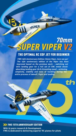 FMS 70MM VIPER V2 EDF PNP 15TH ANNIVERSARY VERSION Backorder Late June -Aircraft Model Shop FMS141PD